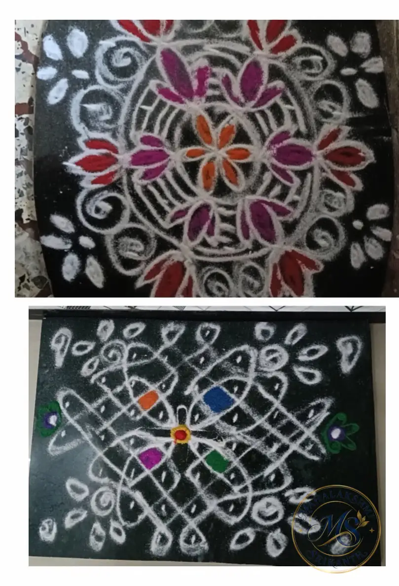 Lotus And Kolam Rangolis — rangoli by Mahalakshmi Srikanth