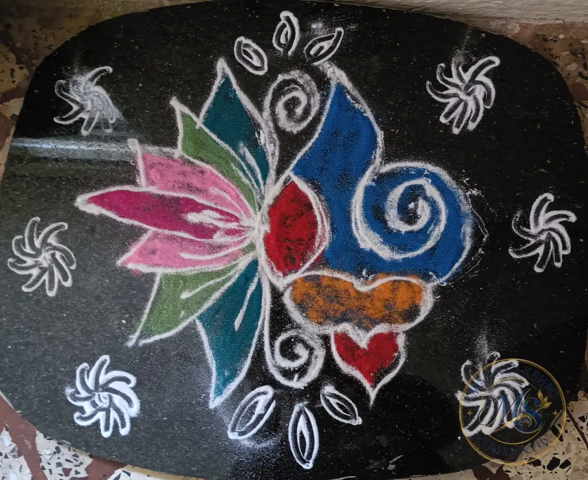 Lotus And Shankh Rangoli — rangoli by Mahalakshmi Srikanth