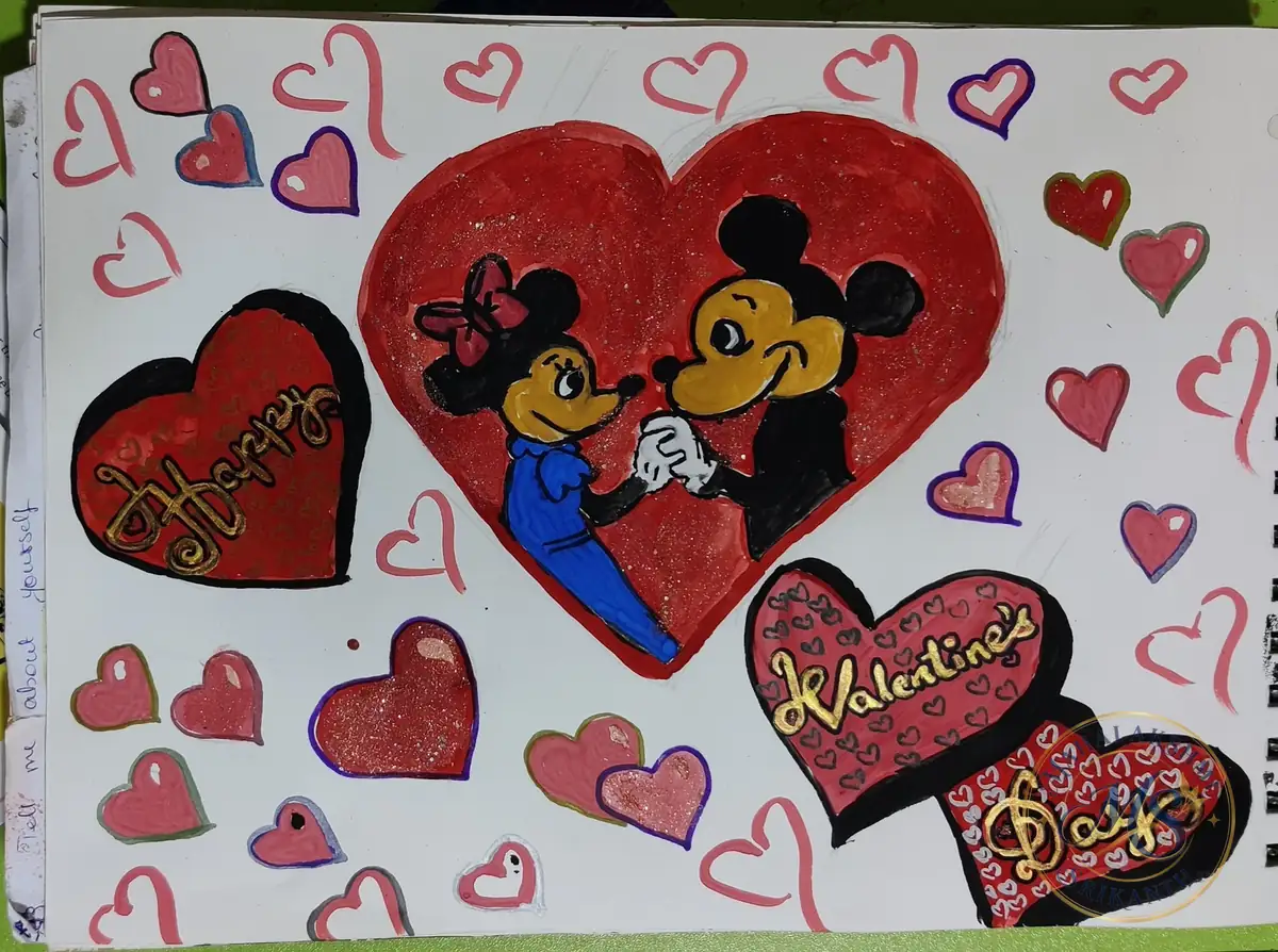 Mickey Minnie Valentines Day — painting by Mahalakshmi Srikanth