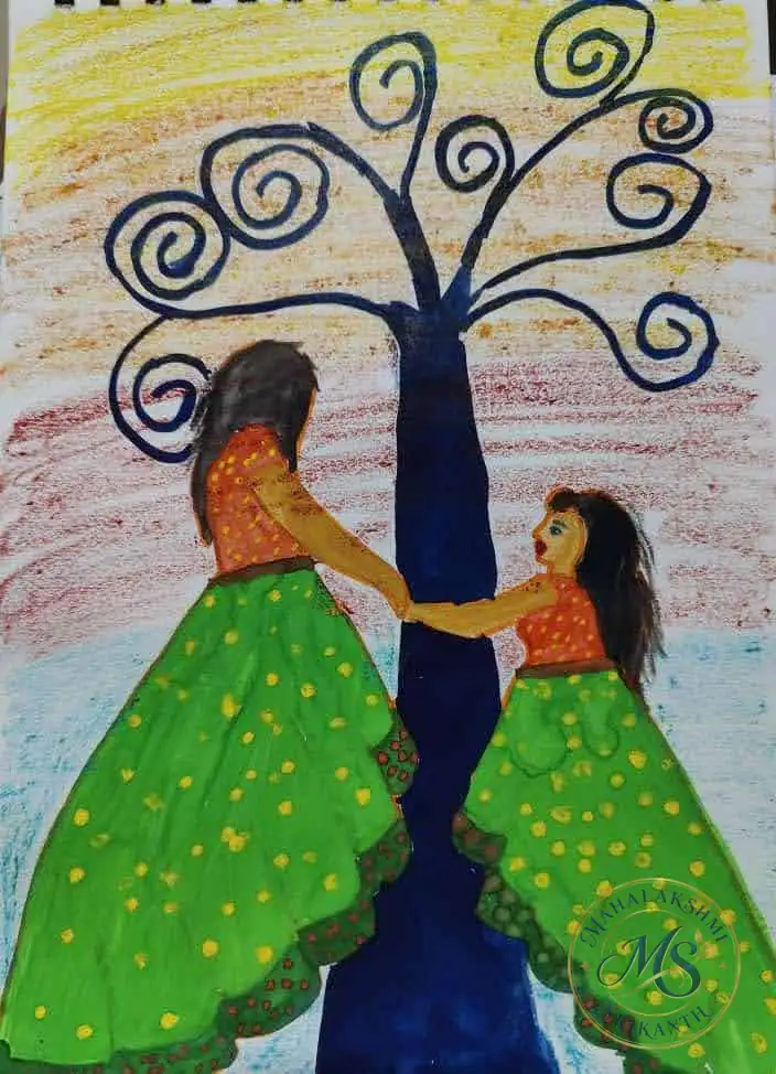 Mother And Daughter Tree Dance — painting by Mahalakshmi Srikanth