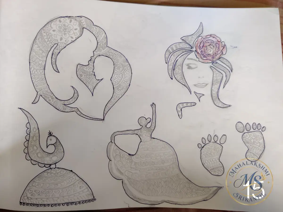 Mother Child Mandala Sketch Page — mandala by Mahalakshmi Srikanth