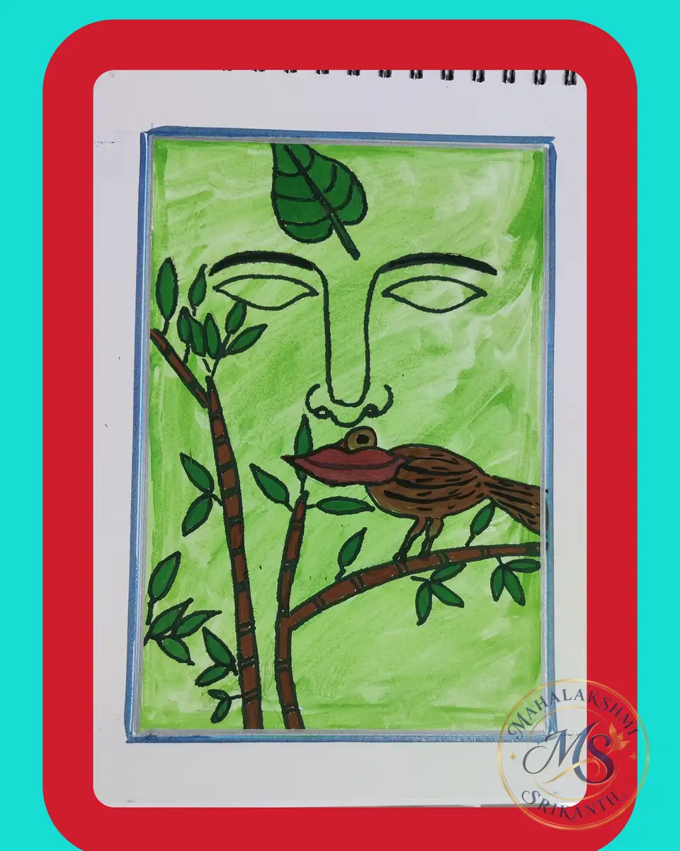 Nature Face With Bird — painting by Mahalakshmi Srikanth