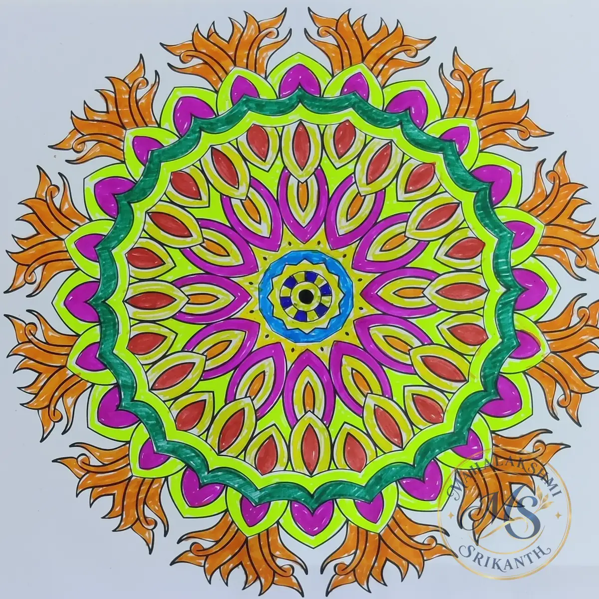 Orange And Green Mandala — mandala by Mahalakshmi Srikanth