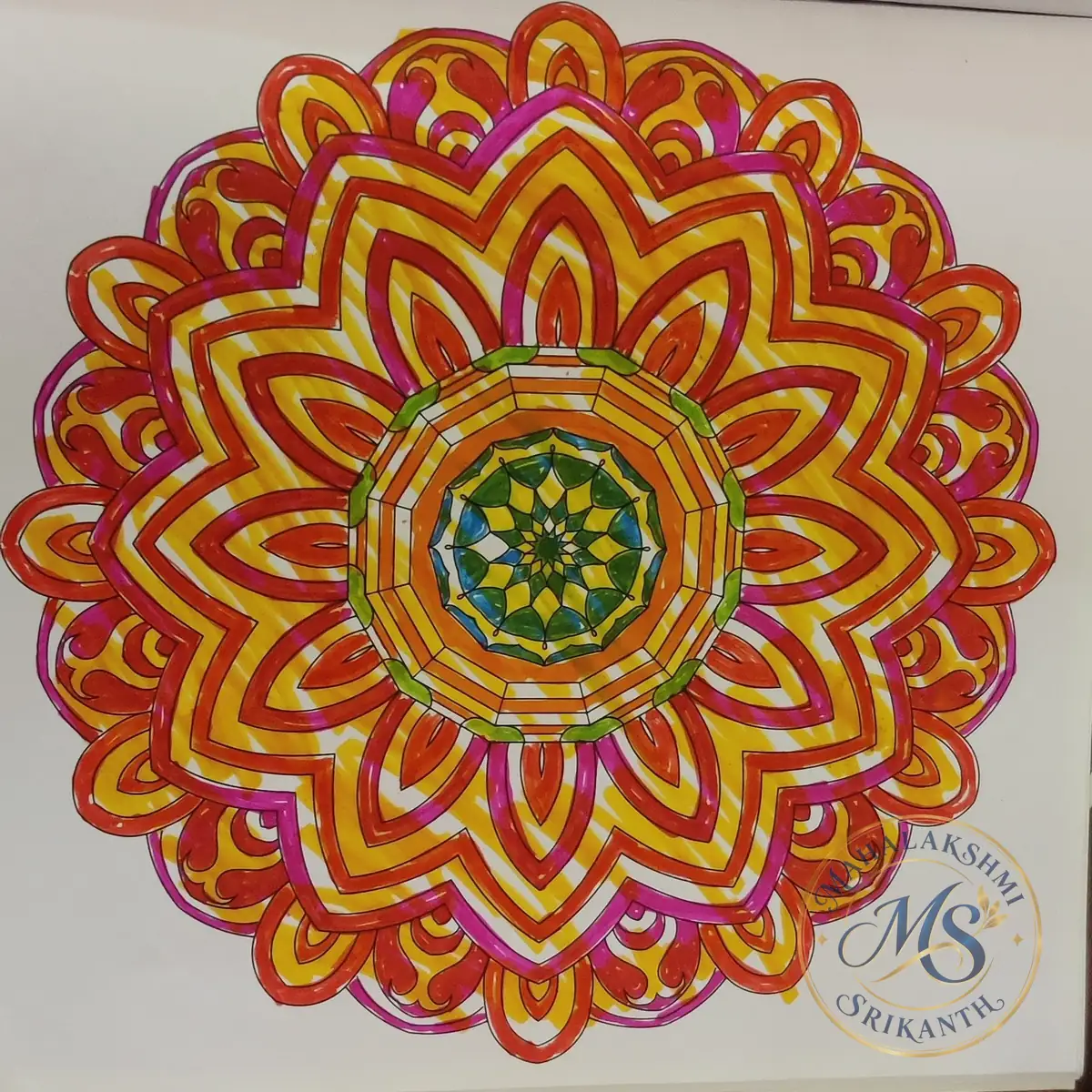 Orange Sunburst Mandala — mandala by Mahalakshmi Srikanth