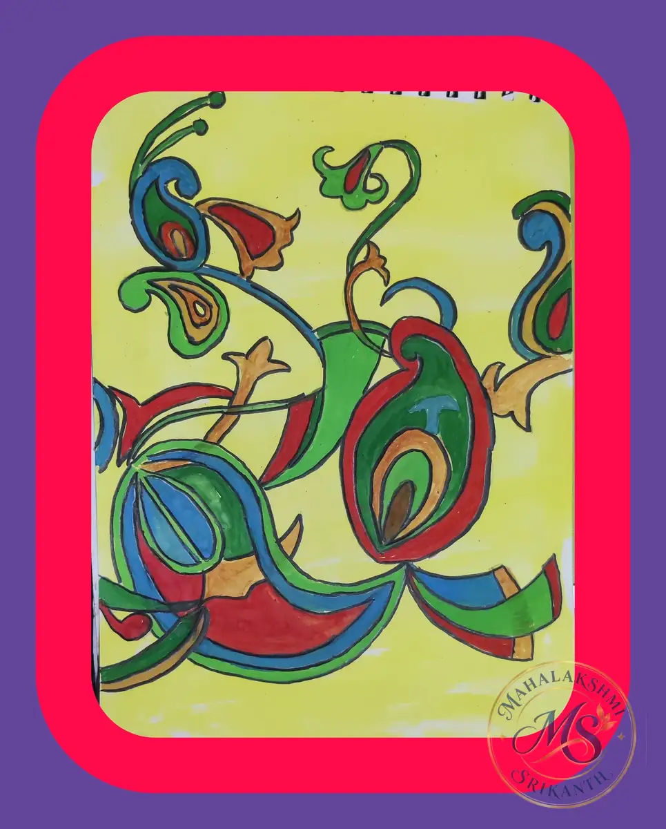 Paisley Peacock Folk Design — painting by Mahalakshmi Srikanth