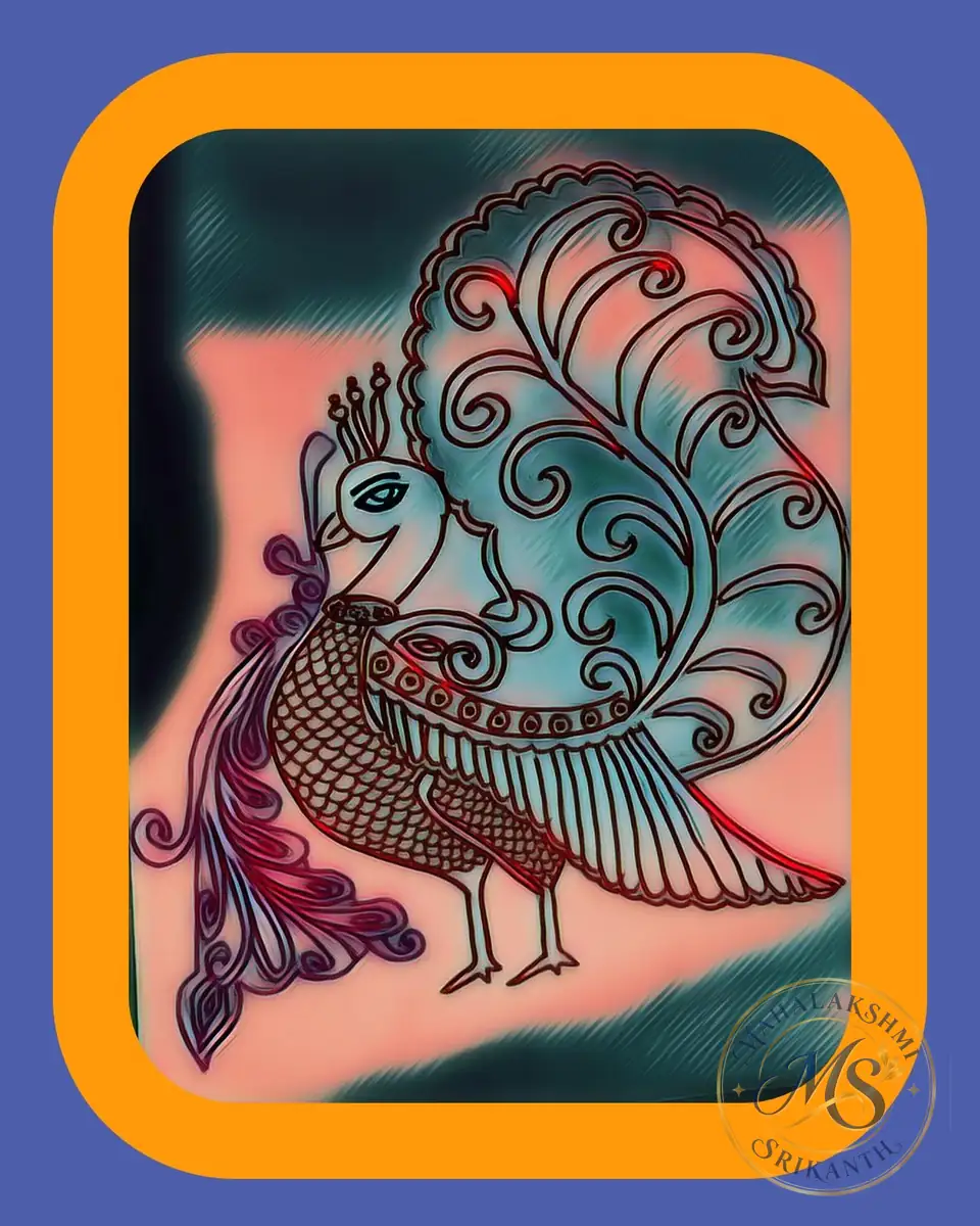 Peacock Line Art — drawing by Mahalakshmi Srikanth