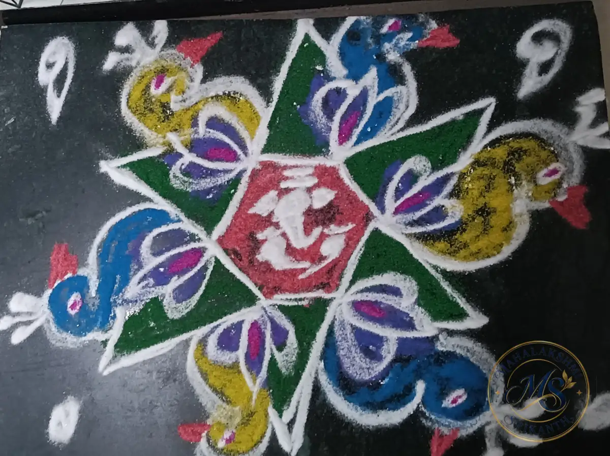 Peacocks Ganpati Star Rangoli — rangoli by Mahalakshmi Srikanth