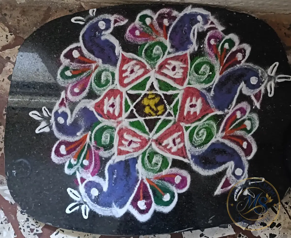 Peacocks Star Rangoli — rangoli by Mahalakshmi Srikanth