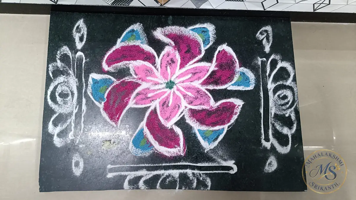 Pink Flower Rangoli — rangoli by Mahalakshmi Srikanth