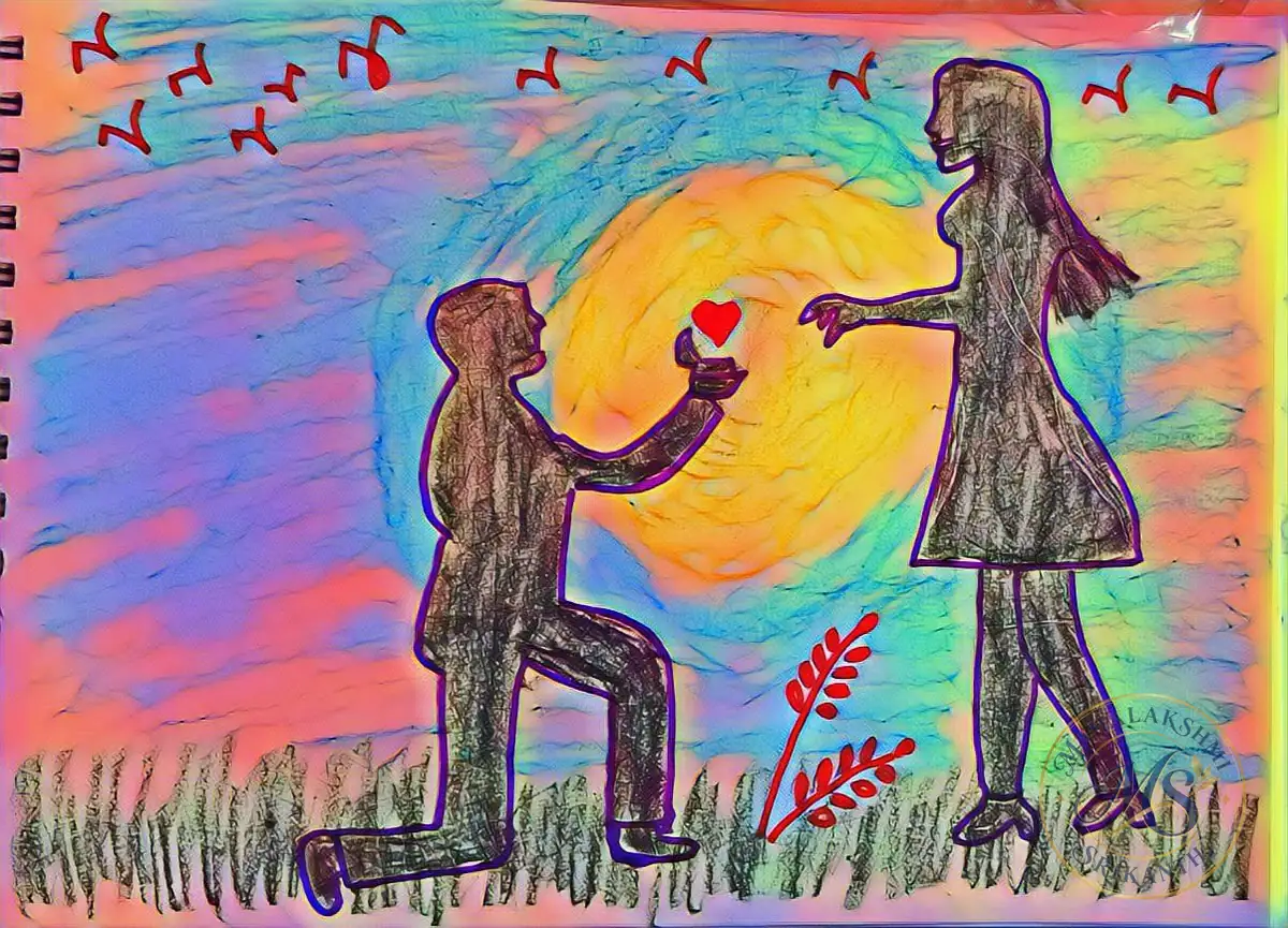Proposal At Sunset — drawing by Mahalakshmi Srikanth