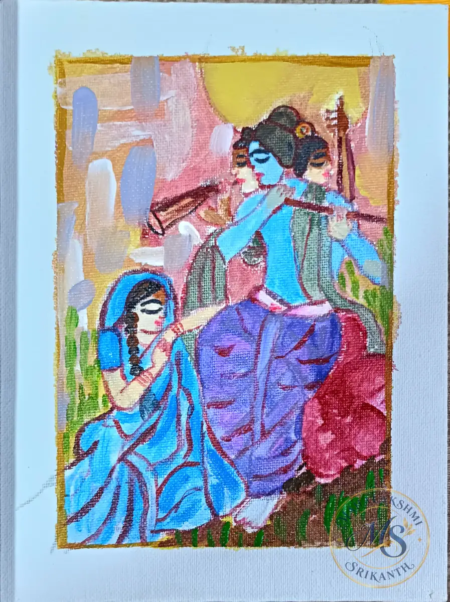 Radha Krishna With Flute — painting by Mahalakshmi Srikanth