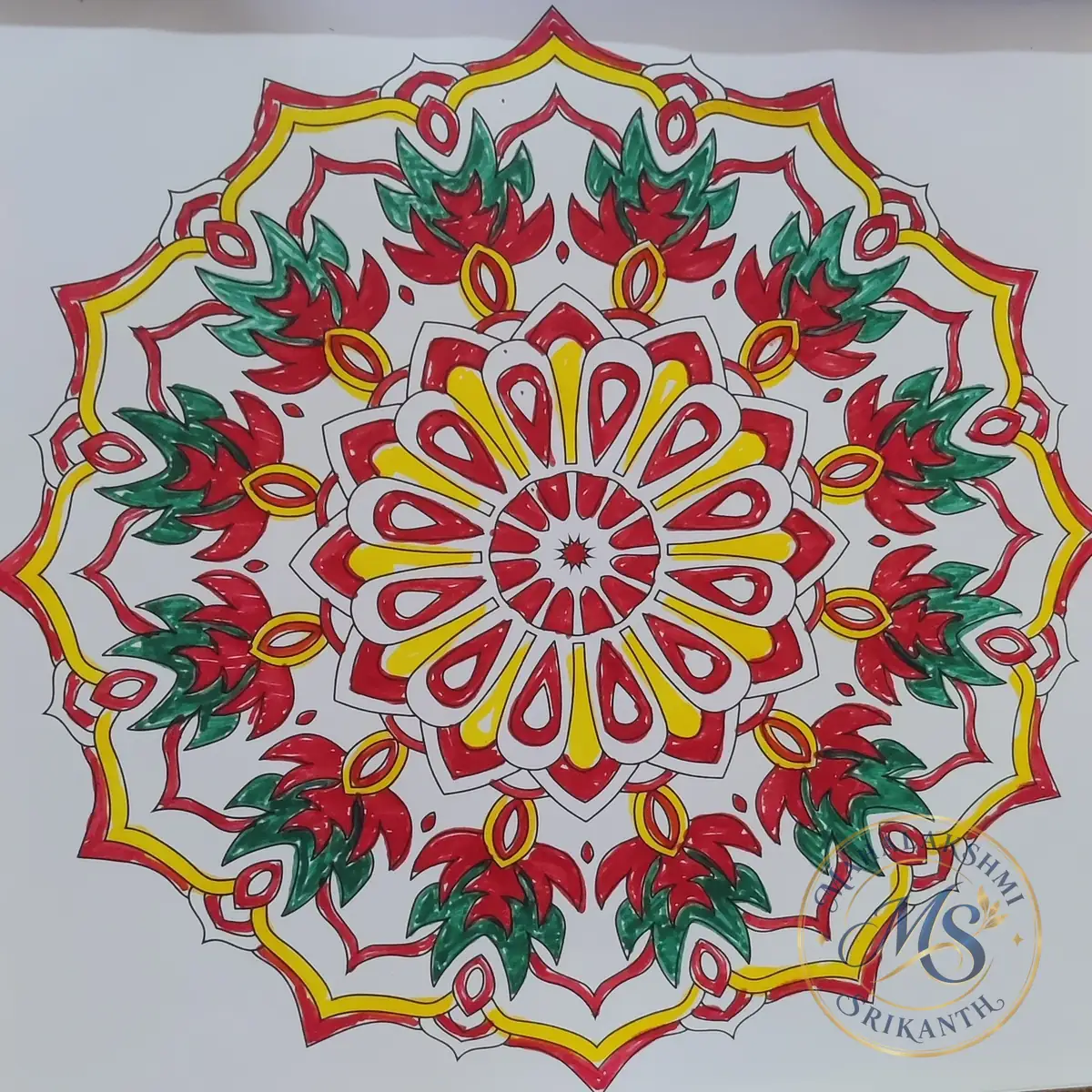 Red And Green Mandala — mandala by Mahalakshmi Srikanth