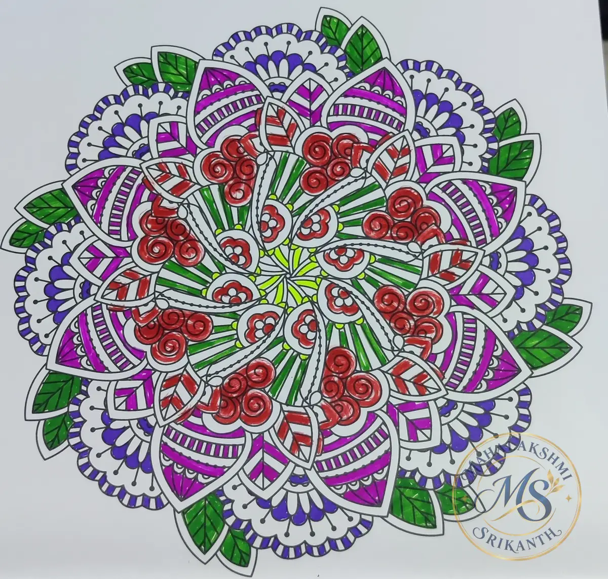 Red Rose Floral Mandala — mandala by Mahalakshmi Srikanth