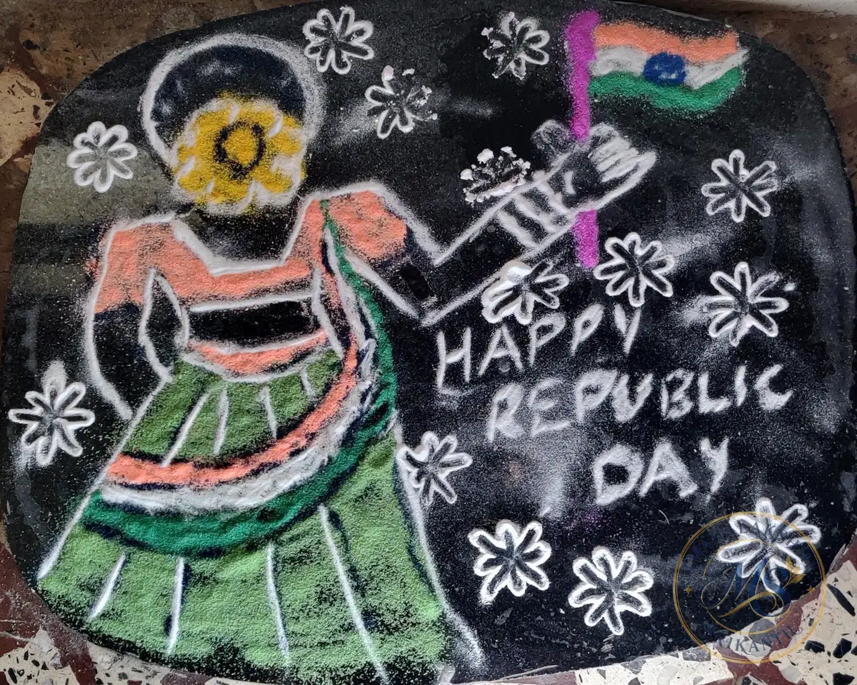 Republic Day Girl With Flag Rangoli — rangoli by Mahalakshmi Srikanth