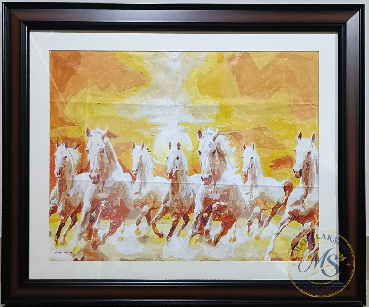 Seven Running Horses Framed Painting — painting by Mahalakshmi Srikanth