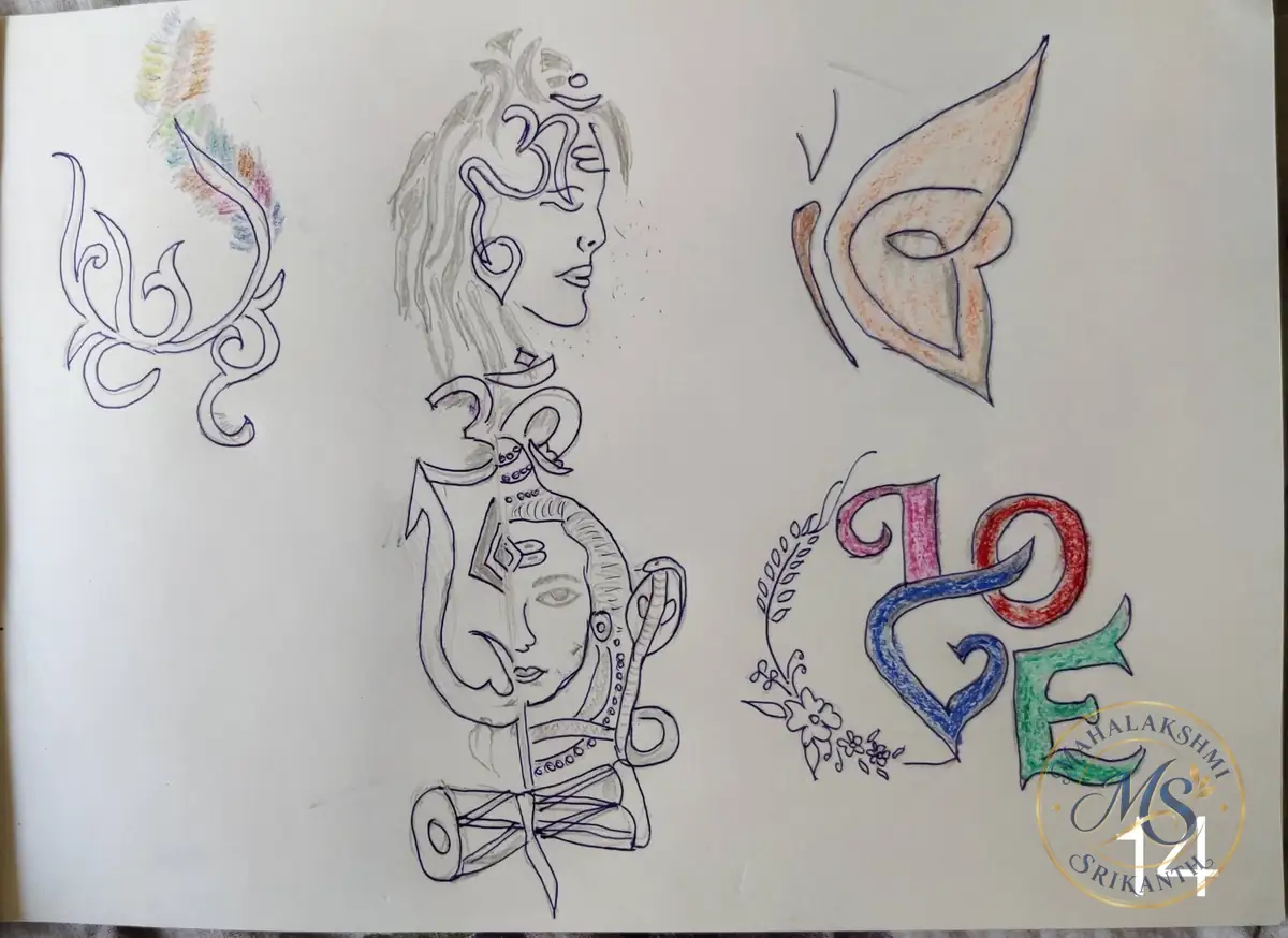Shiva Om And Love Sketchbook Page — drawing by Mahalakshmi Srikanth