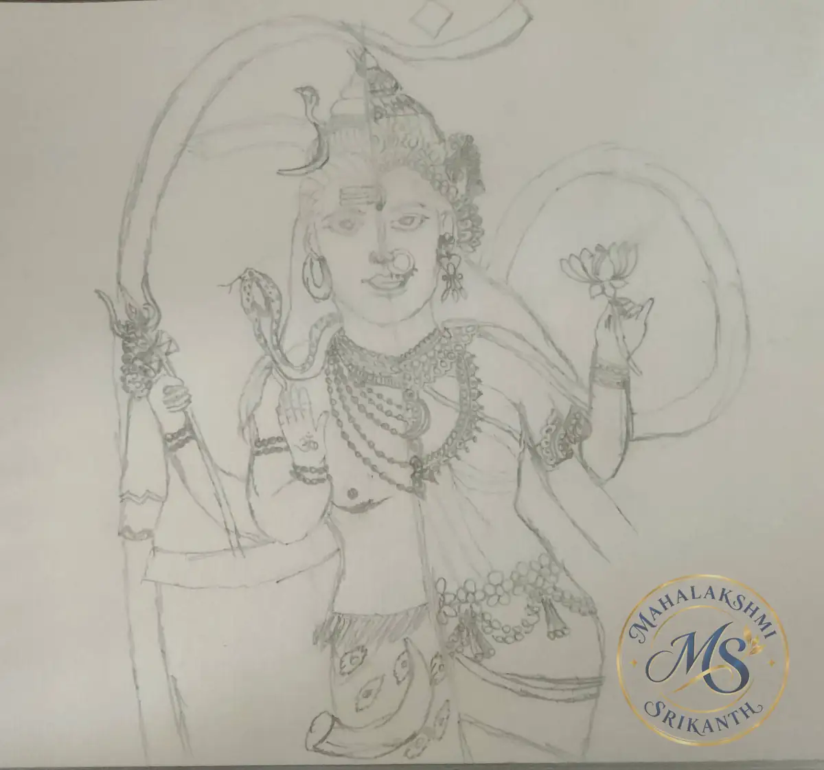 Ardhanarishwar Sketch — drawing by Mahalakshmi Srikanth
