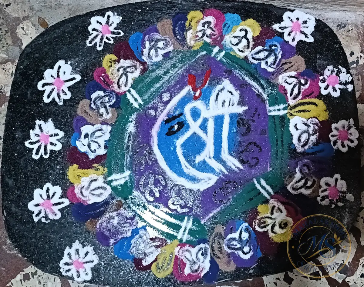 Shree Rangoli With Flowers — rangoli by Mahalakshmi Srikanth