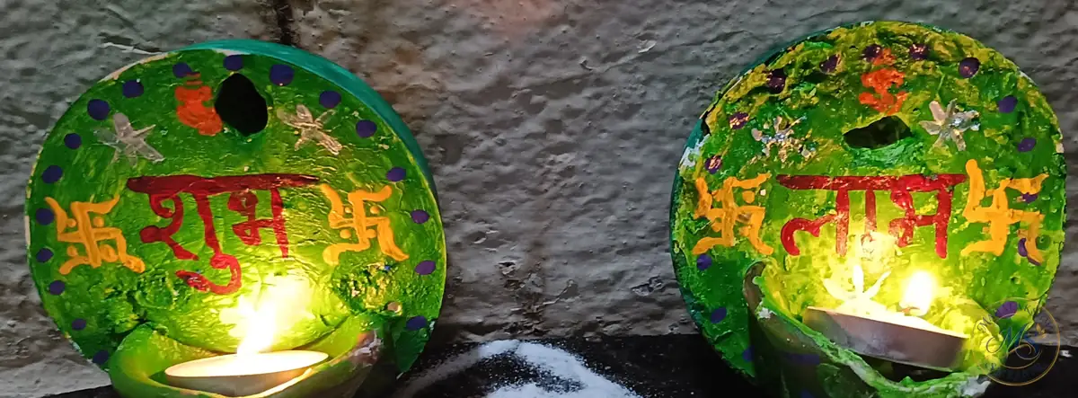 Shubh Labh Painted Diya Holders — craft by Mahalakshmi Srikanth