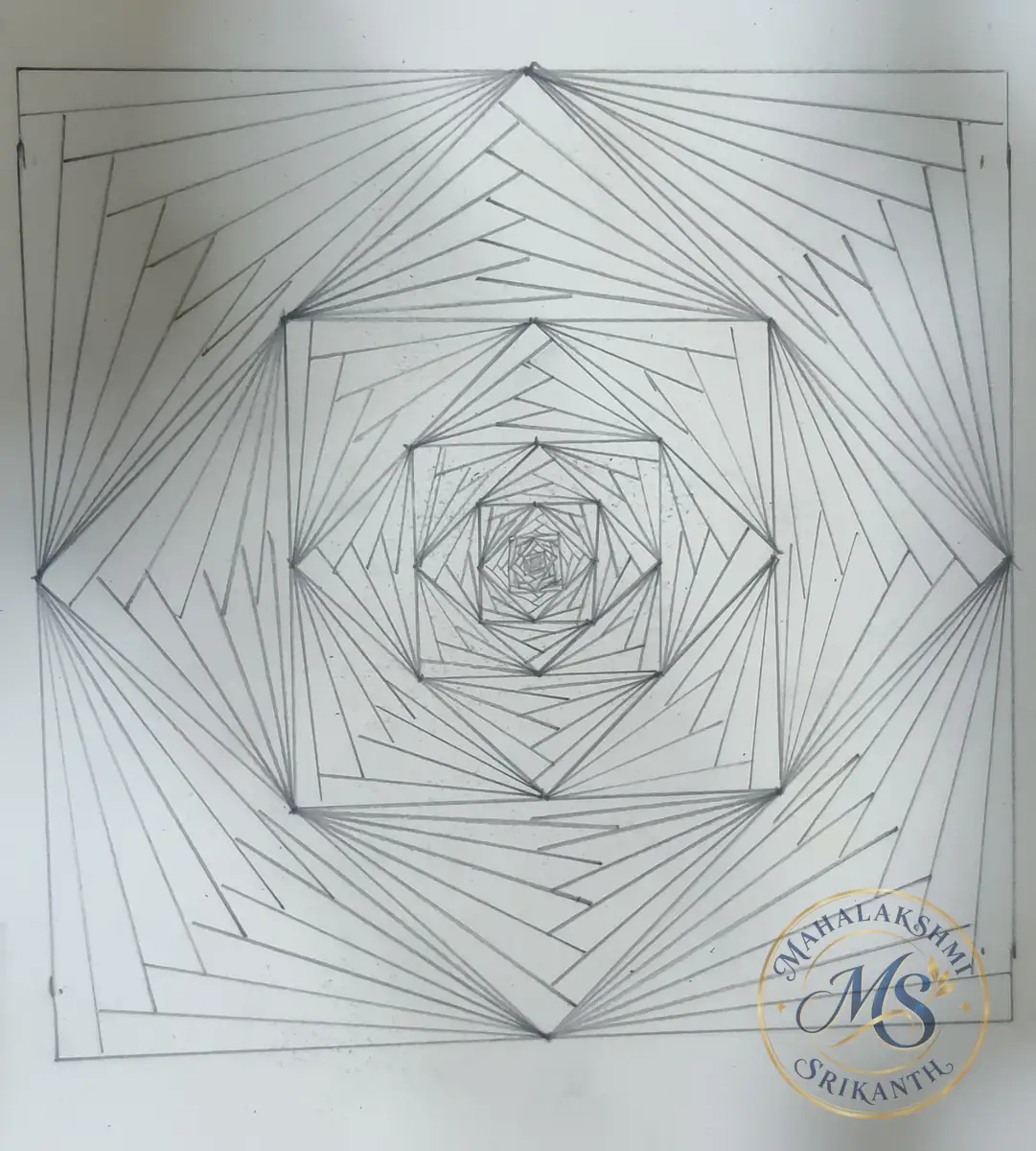 Square Spiral Line Illusion — drawing by Mahalakshmi Srikanth