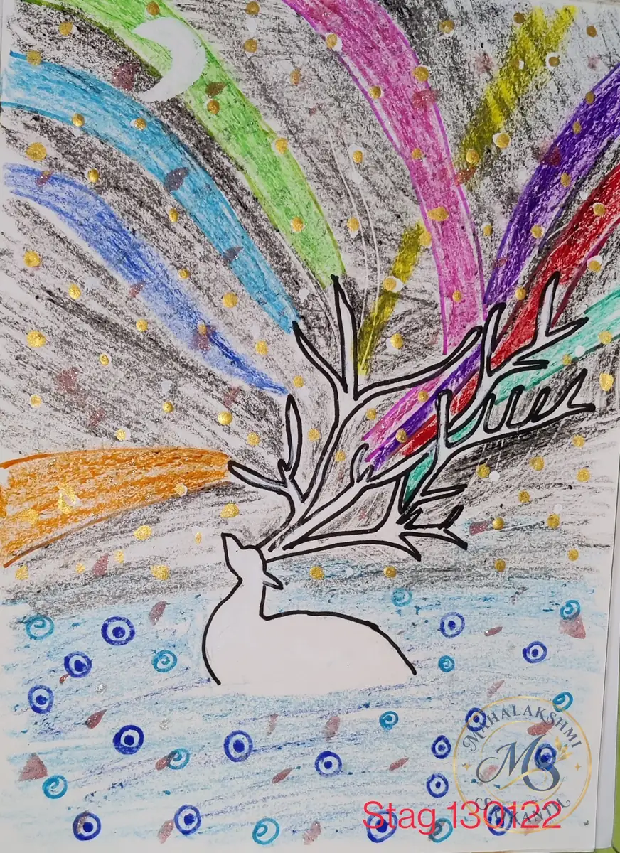 Stag With Rainbow Antlers — drawing by Mahalakshmi Srikanth
