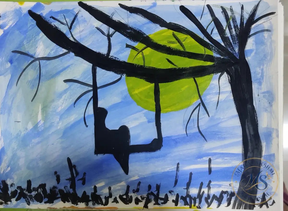 Swing Under Moonlit Tree — painting by Mahalakshmi Srikanth