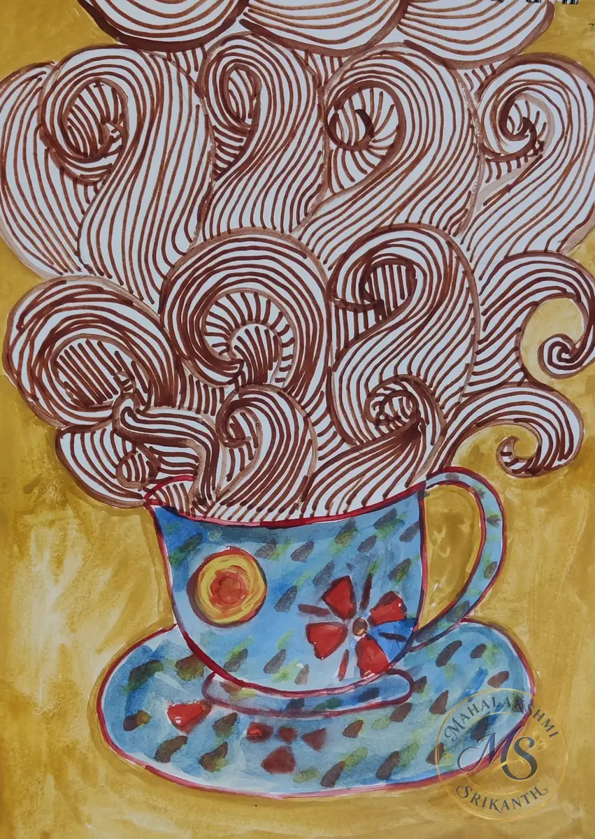 Swirling Steam Teacup — painting by Mahalakshmi Srikanth
