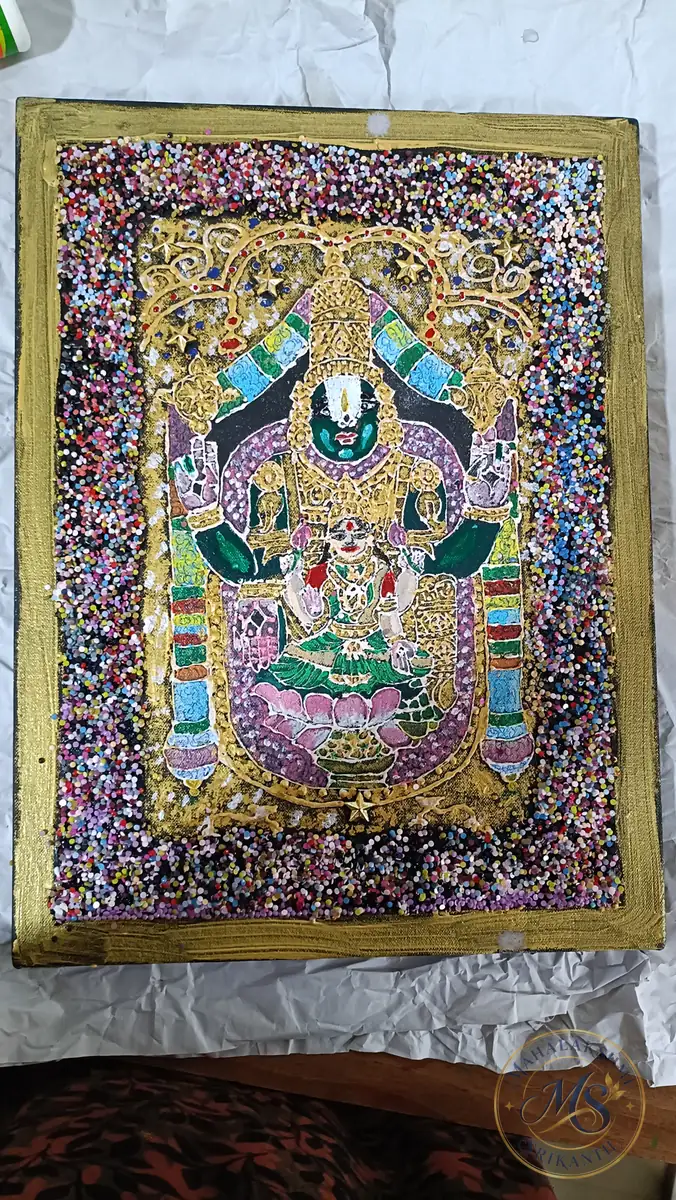 Tirupati Balaji Bead Embellished — painting by Mahalakshmi Srikanth