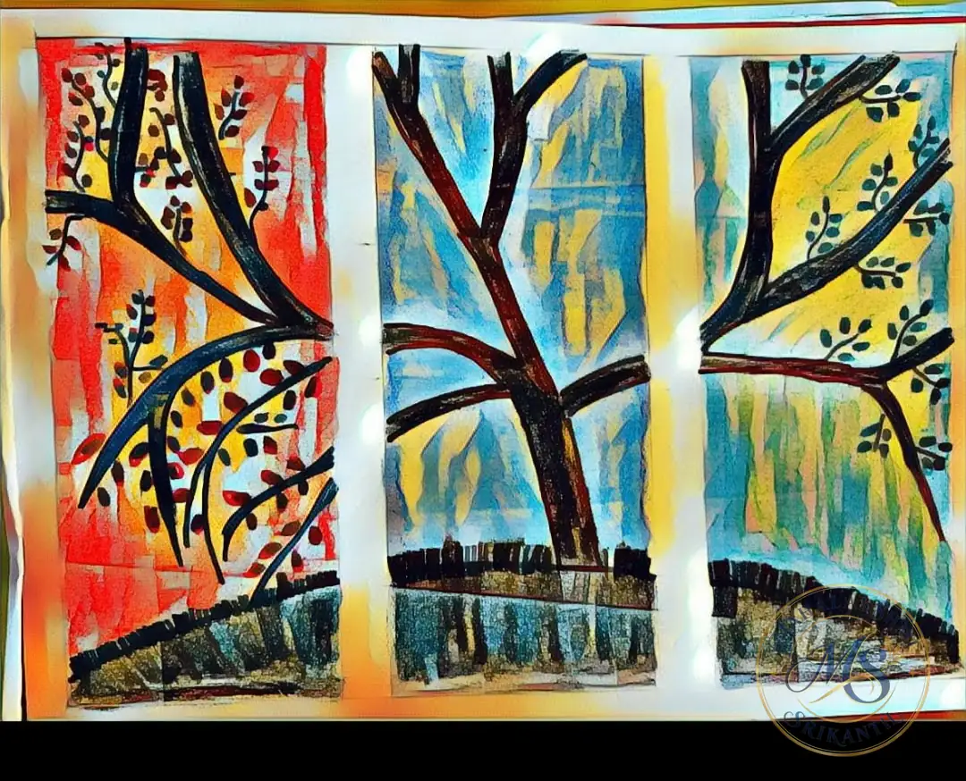 Tree Branches Triptych — painting by Mahalakshmi Srikanth