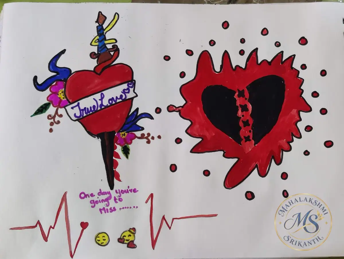 True Love And Broken Heart — drawing by Mahalakshmi Srikanth
