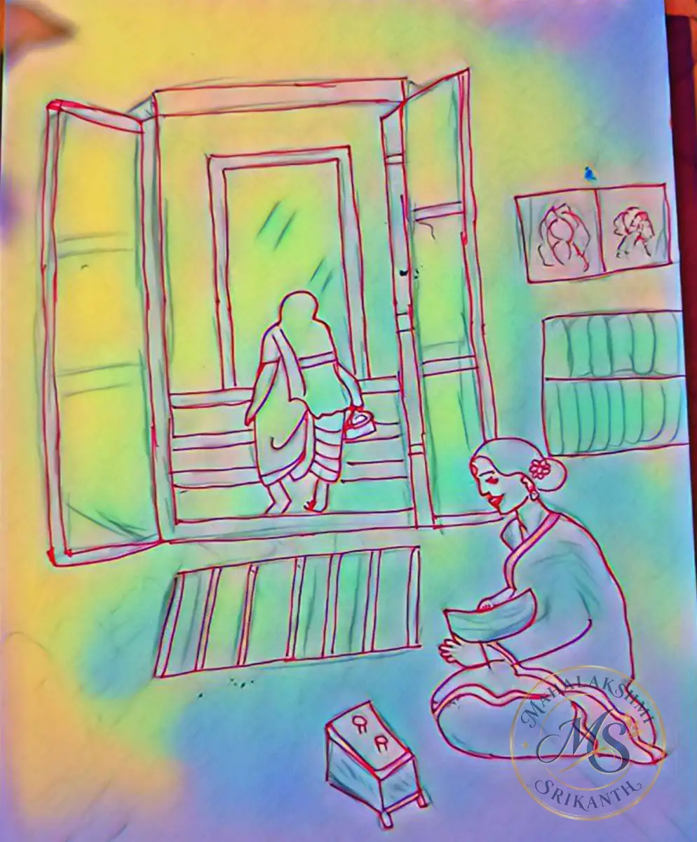 Village Home Doorway Line Drawing — drawing by Mahalakshmi Srikanth