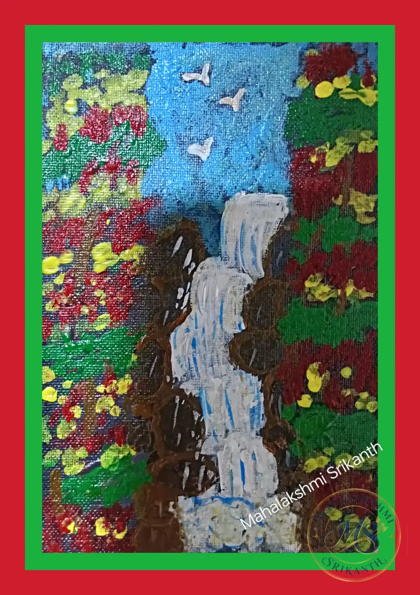 Waterfall Textured Painting — painting by Mahalakshmi Srikanth