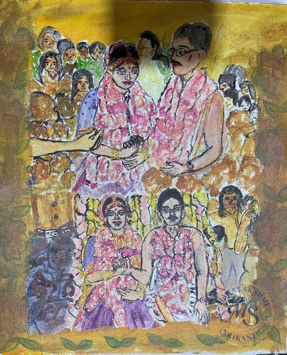 Wedding Garland Ceremony Painting — painting by Mahalakshmi Srikanth