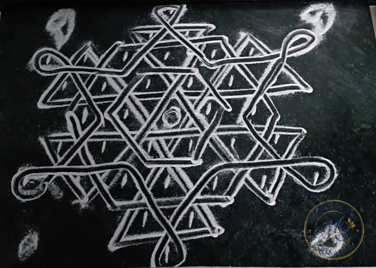 White Geometric Kolam — rangoli by Mahalakshmi Srikanth