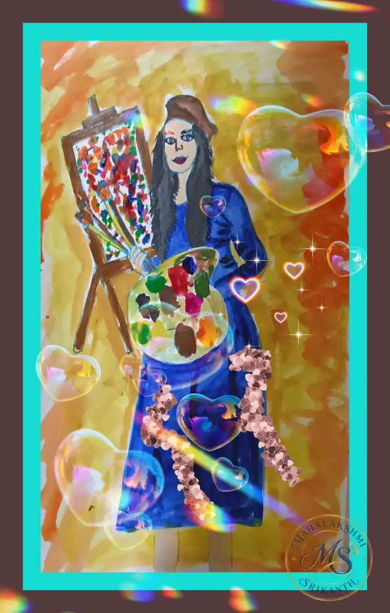 Woman Artist At Easel — painting by Mahalakshmi Srikanth