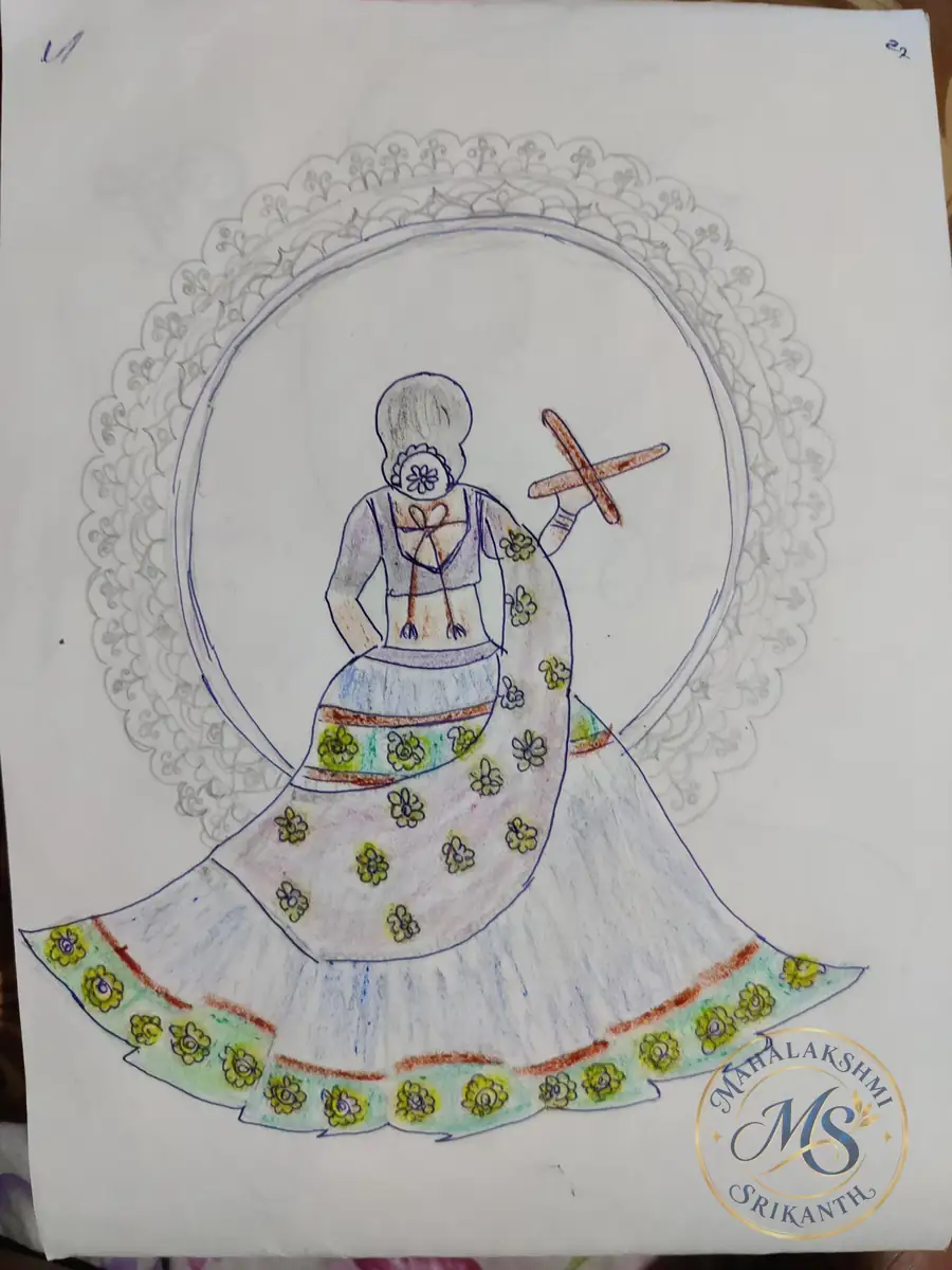 Woman In Gown Drawing — drawing by Mahalakshmi Srikanth
