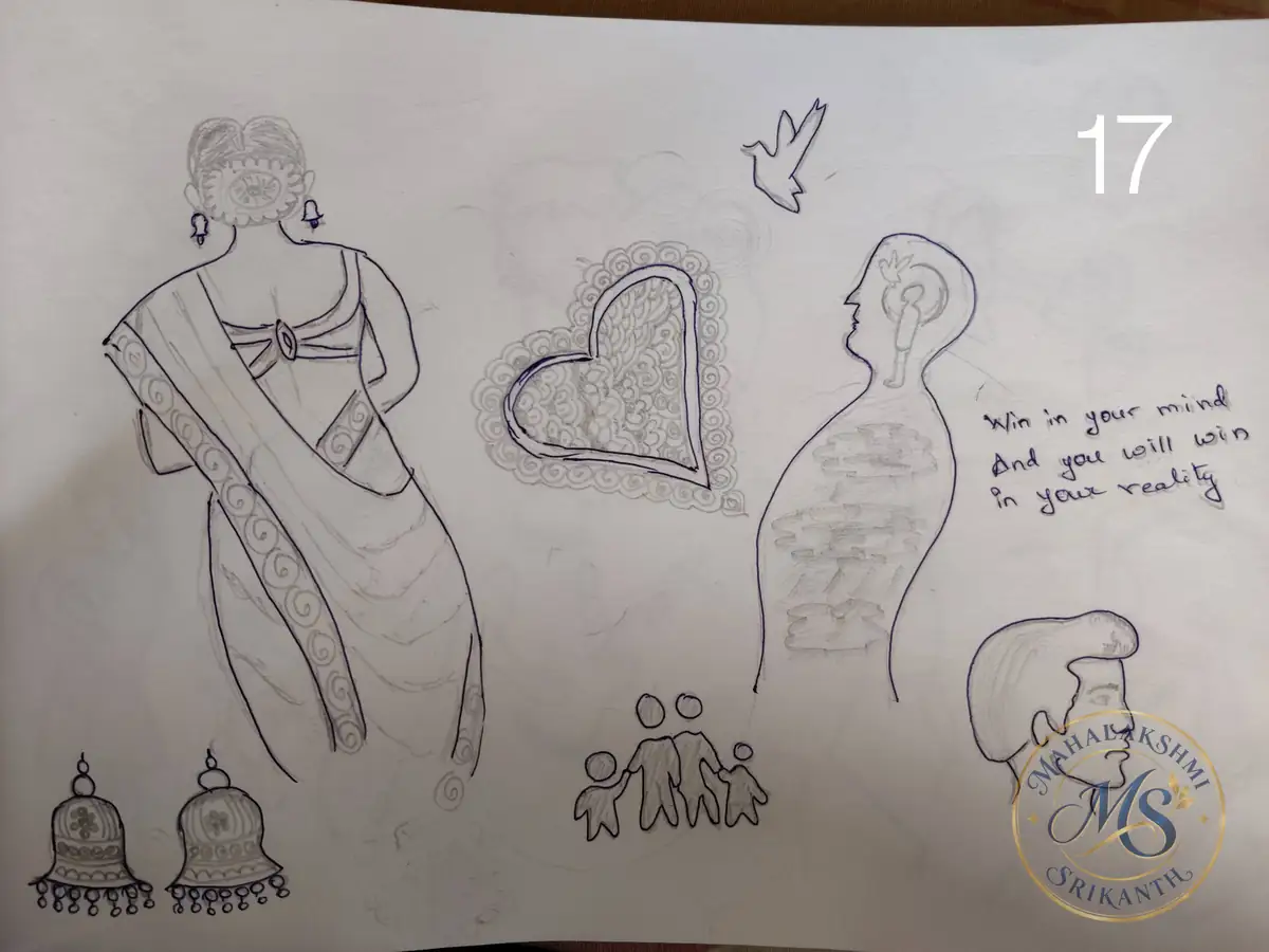 Woman In Saree Sketch Page — drawing by Mahalakshmi Srikanth