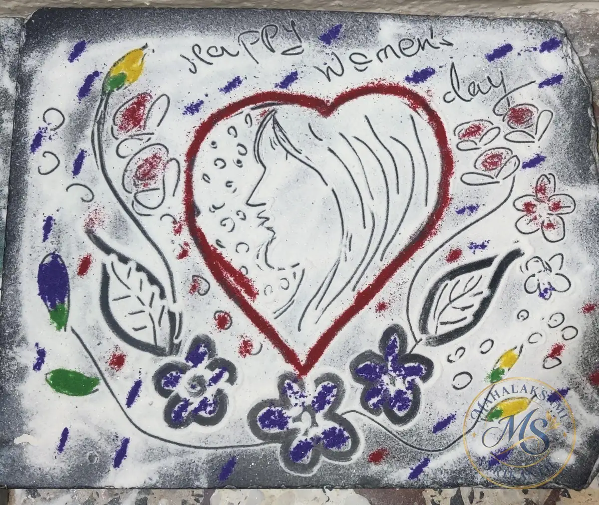 Womens Day Heart Rangoli — rangoli by Mahalakshmi Srikanth