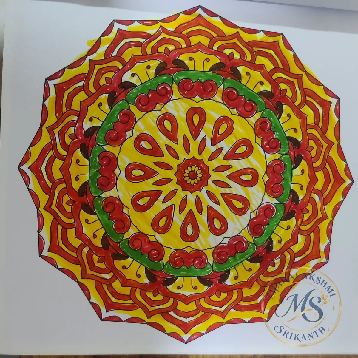 Yellow And Red Mandala — mandala by Mahalakshmi Srikanth