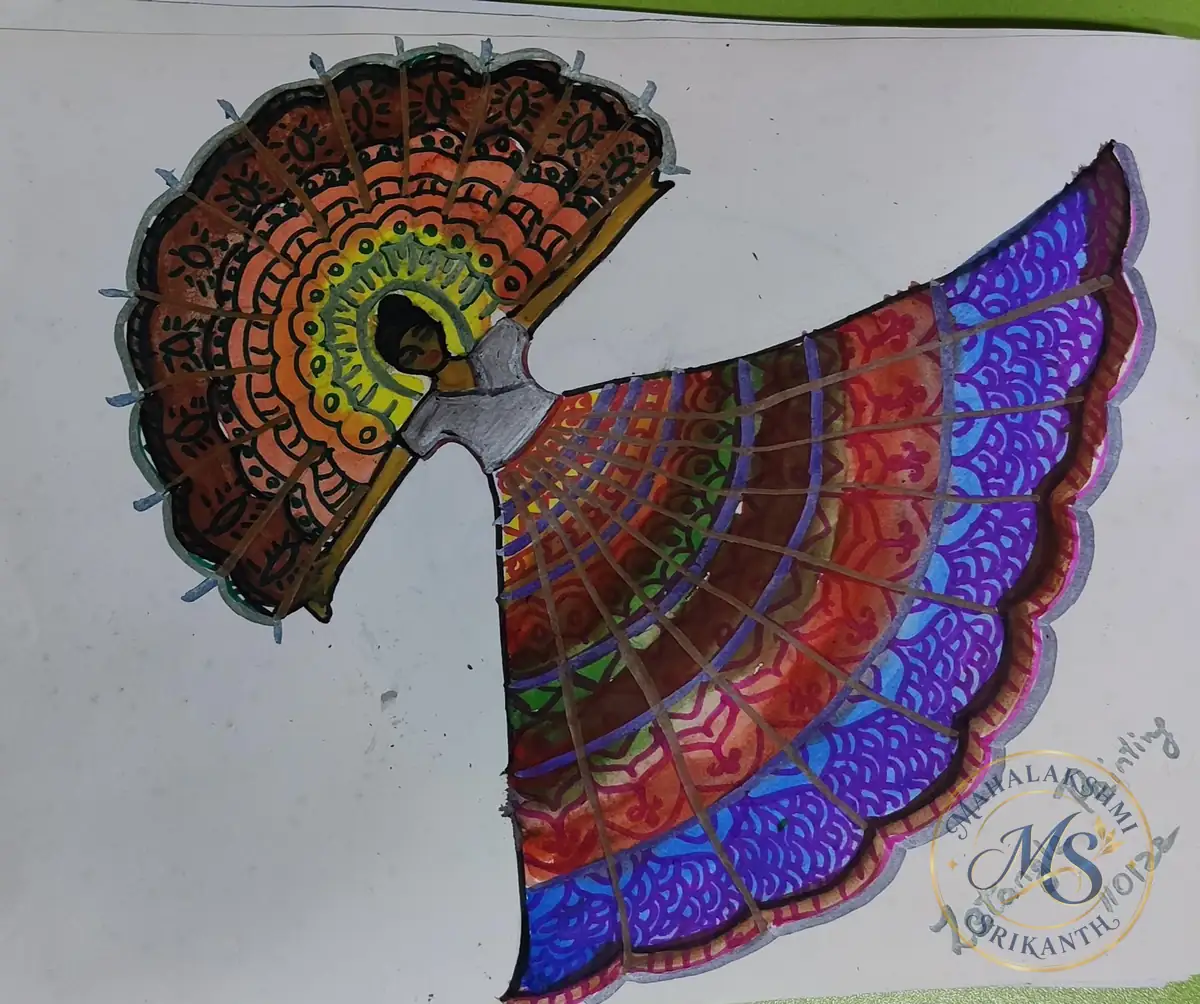 Zentangle Dancer With Fan — drawing by Mahalakshmi Srikanth