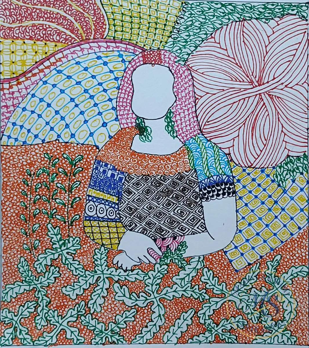 Zentangle Woman With Patterns — drawing by Mahalakshmi Srikanth